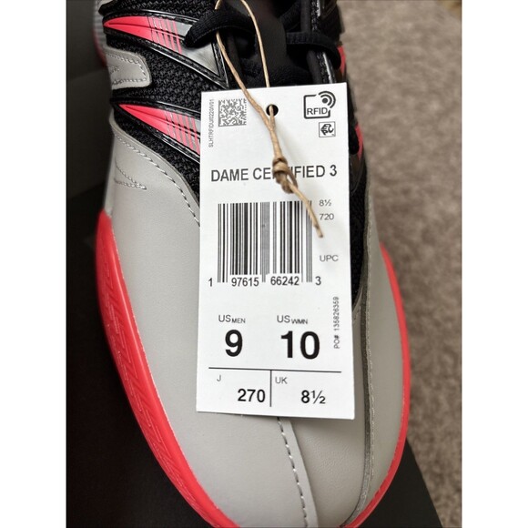 Adidas Dame Certified 3 Low Basketball Shoe Grey Black Red Size 9 New JI1540 main image 5